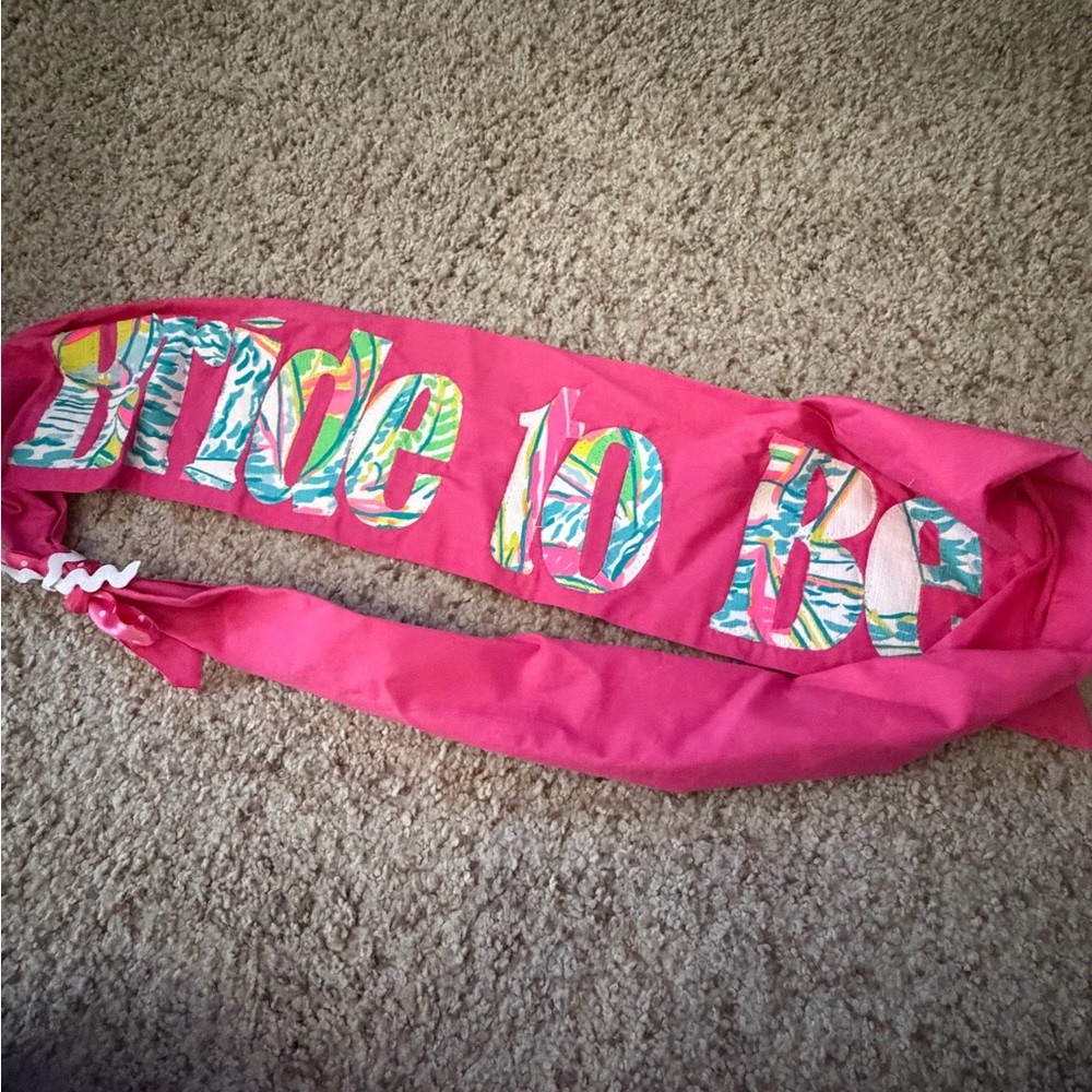 Custom Hot Pink Graphic Sash with Tropical Lettering- Lilly Pulitzer inspired